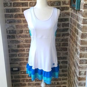 Fila White and Blue Tennis Workout Dress with Built in Bra